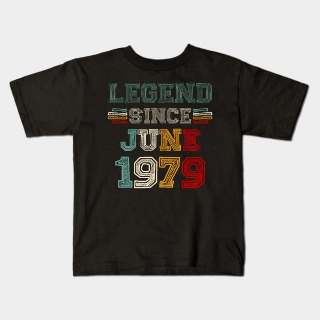 44 Years Old Legend Since June 1979 44th Birthday Kids T-Shirt by Mhoon 